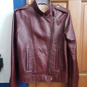 Elegant Maroon Leather Jacket for Women